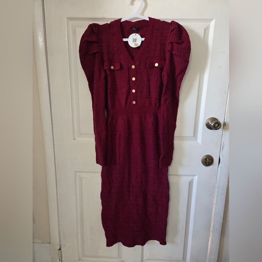 Elegant Burgundy Knit Dress